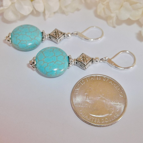 Turquoise Blue Statement Earrings Beaded Drop Fashion Accessory Jewelry Set 3967 - Picture 5 of 6